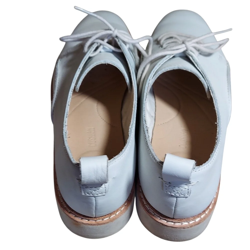 Clarks Off White/White Platform Oxford Lace Up Derby Shoes Leather Womens
